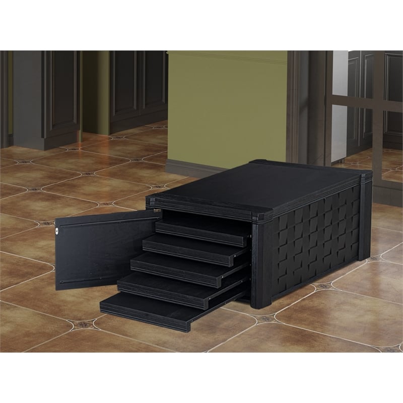 East West Furniture Xtenczar Expandable Coffee Table in Black Finish