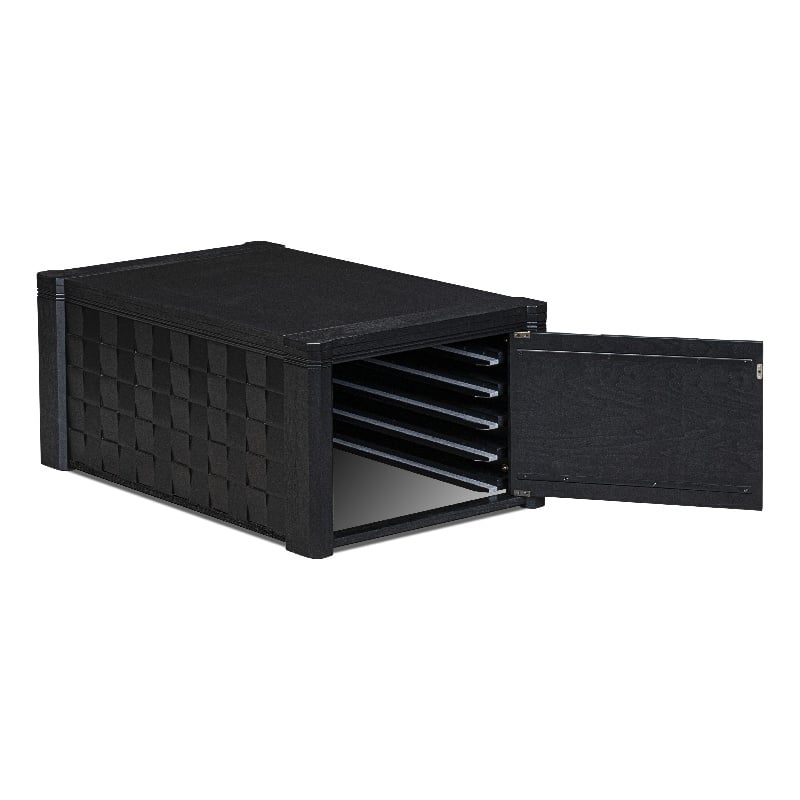 East West Furniture Xtenczar Expandable Coffee Table in Black Finish