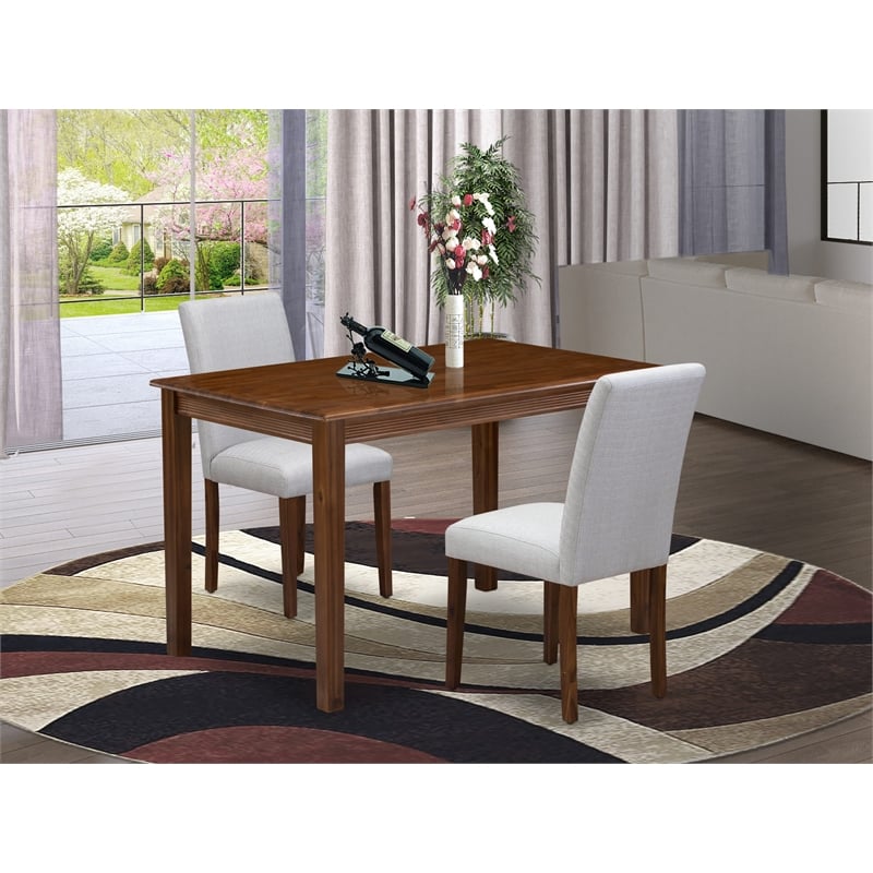 East West Furniture Yarmouth 3 Piece Dining Room Furniture Set in Walnut Finish