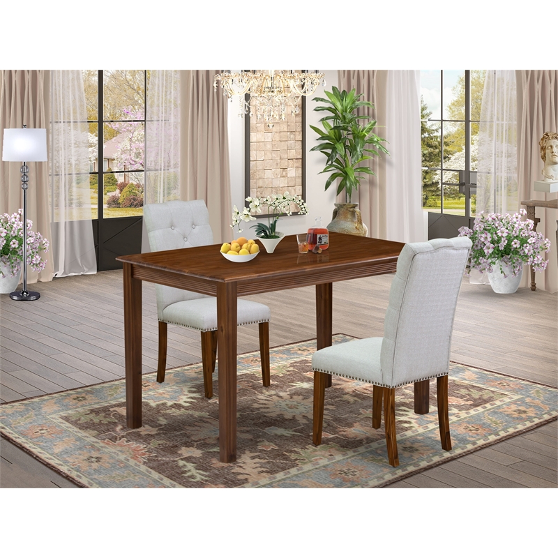 East West Furniture Yarmouth 3 Piece Dinette Set in Walnut Finish