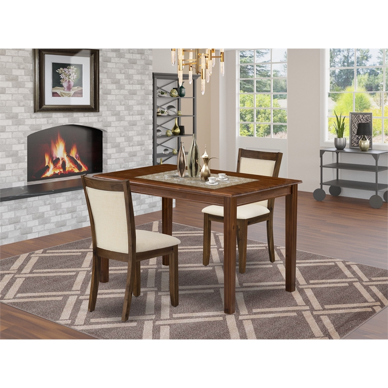 East West Furniture Yarmouth 3 Piece Dinette Set in Walnut Finish