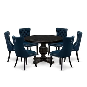 East West Furniture Ferris 7 Piece Round Dinette Set in Black Finish