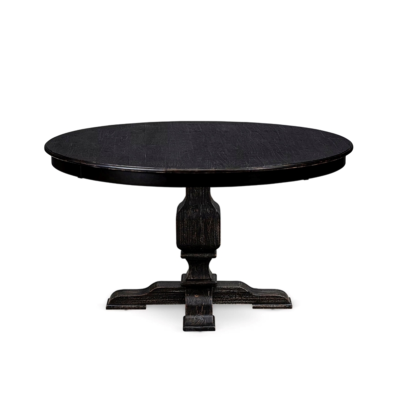 East West Furniture Ferris 7 Piece Round Dinette Set in Black Finish