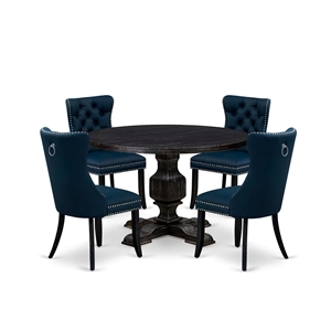 East West Furniture Irving 5 Piece Round Dinette Set in Black Finish