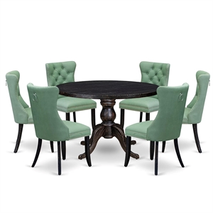 East West Furniture Irving 7 Piece Round Dinette Set in Black Finish