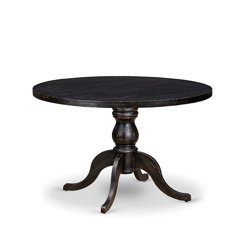 East West Furniture Irving 7 Piece Round Dinette Set in Black Finish