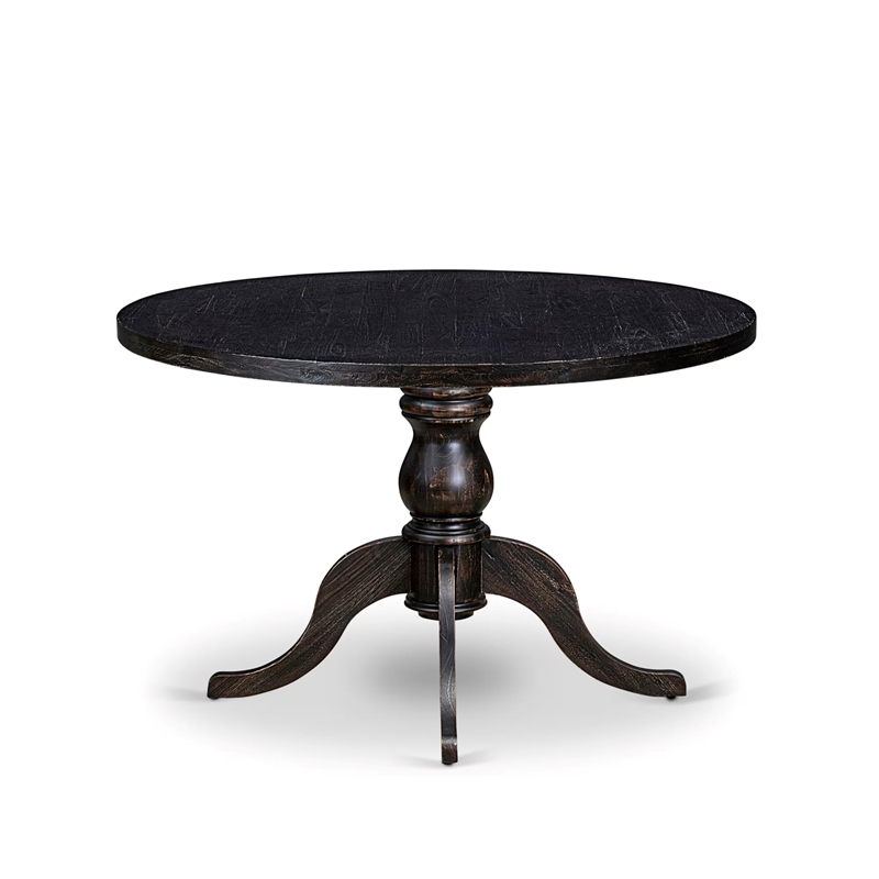 East West Furniture Irving 7 Piece Round Dinette Set in Black Finish