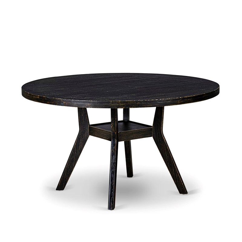 East West Furniture Irving 7 Piece Round Dinette Set in Black Finish