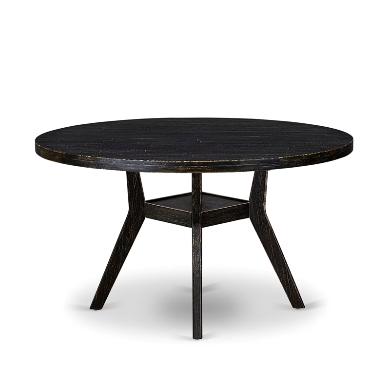 East West Furniture Irving 7 Piece Round Dinette Set in Black Finish