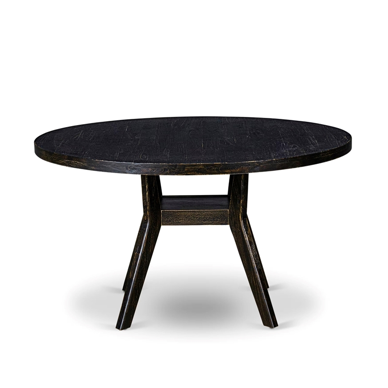 East West Furniture Irving 7 Piece Round Dinette Set in Black Finish