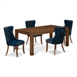 East West Furniture Lismore 5-Piece Mid Century Kitchen Table Set in Walnut