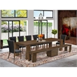 East West Furniture Xtenczar 9-Piece Extendable Dining Set in Walnut Finish