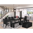 East West Furniture Xtenczar 10 -Piece Dining Room Table Set in Black Finish