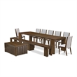 East West Furniture Xtenczar 10-Piece Extendable Dining Set in Walnut Finish