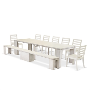 East West Furniture Xtenczar 9-Piece Extendable Dining Set in White Finish