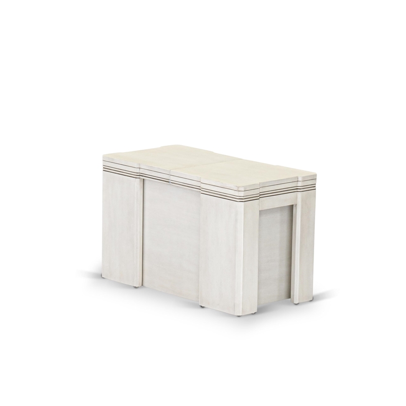 East West Furniture Xtenczar 9-Piece Extendable Dining Set in White Finish