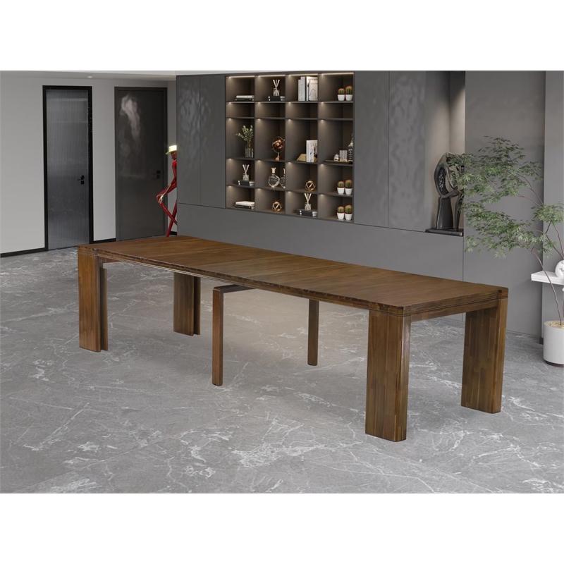 East West Furniture Xtenczar Rectangle Dining Table in Walnut Finish