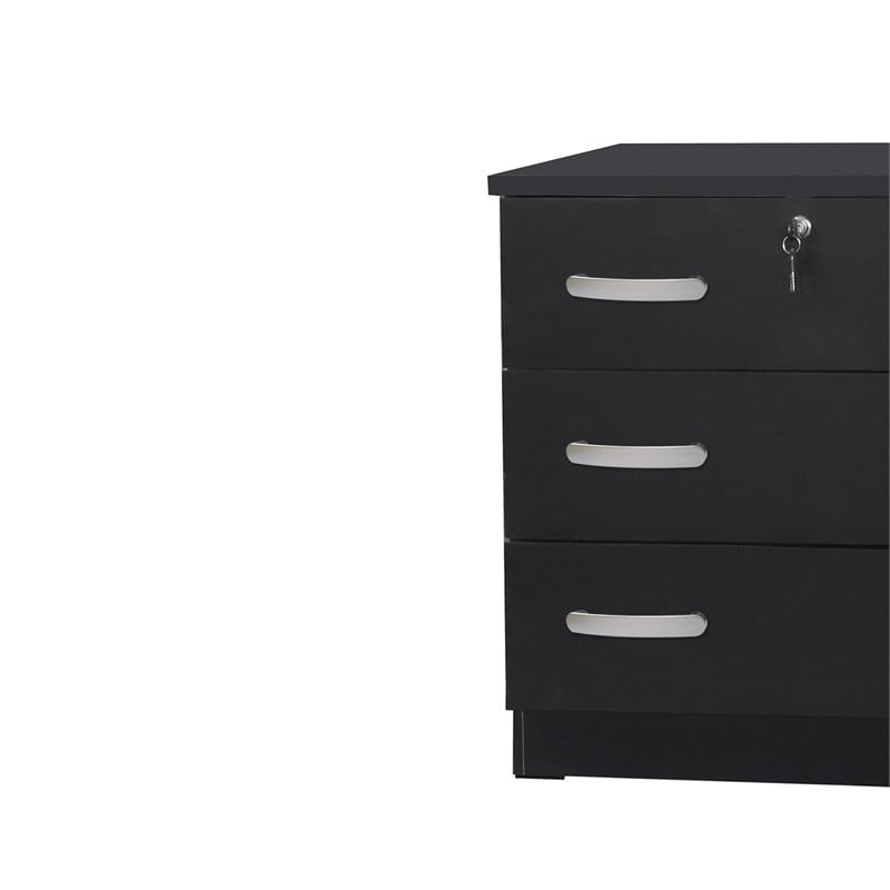 Better Home Products Cindy Wooden 3 Drawer Chest Bedroom Dresser in Black