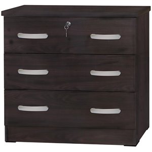 Better Home Products Cindy Wooden 3 Drawer Chest Bedroom Dresser in Tobacco