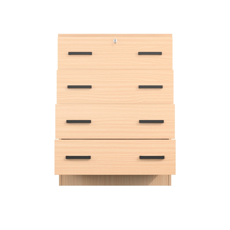 Better Home Products Cindy 4 Drawer Chest Wooden Dresser with Lock Beech (Maple)