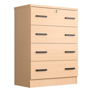 Better Home Products Cindy 4 Drawer Chest Wooden Dresser with Lock Beech (Maple)