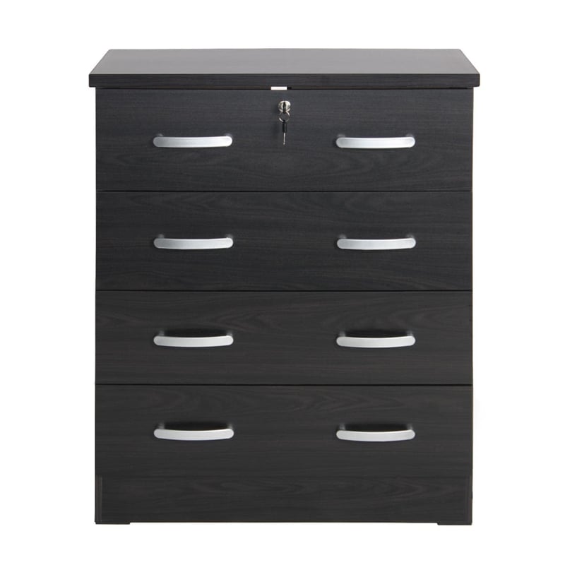 Better Home Products Cindy 4 Drawer Chest Wooden Dresser with Lock in Tobacco