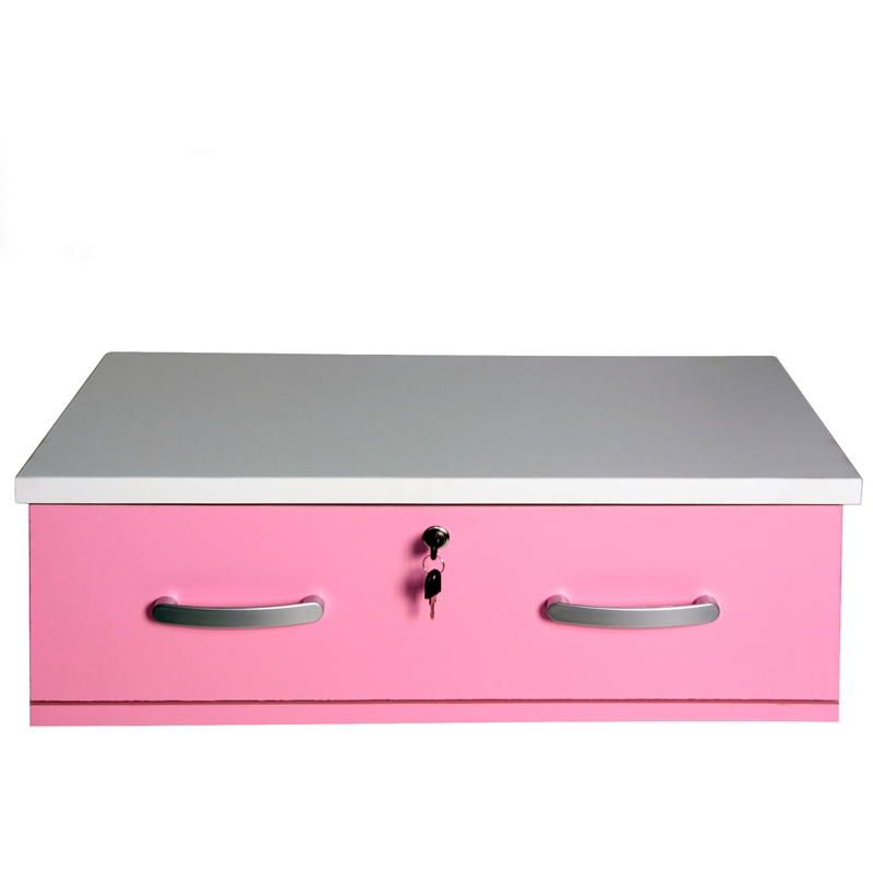 Better Home Products Cindy 4 Drawer Chest Wooden Dresser with Lock White & Pink