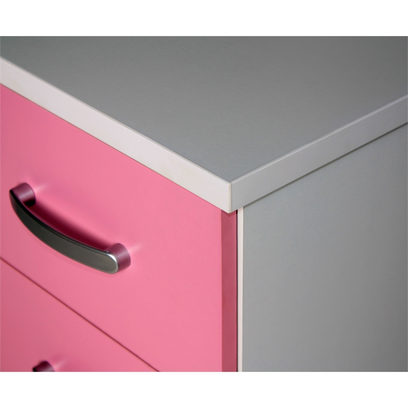 Better Home Products Cindy 4 Drawer Chest Wooden Dresser with Lock White & Pink