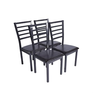 Better Home Products Milan Set of 4 Stackable Metal Dining Chairs in Black