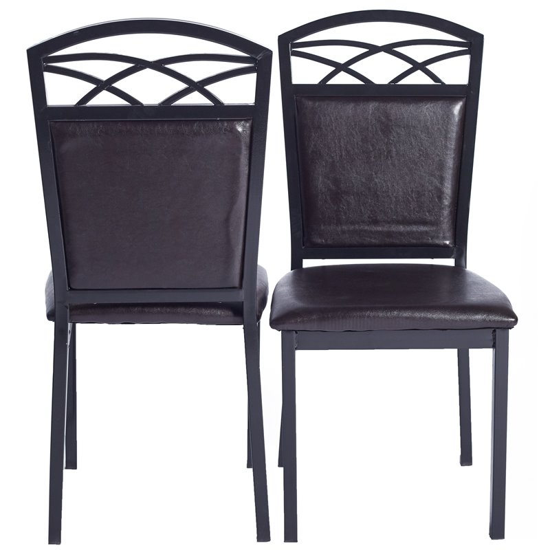 Better Home S Palm Set Of 4 Stackable Metal Dining Chairs In Black Cymax Business Stackable Metal Dining Chairs, Home Goods Kitchen Chair Pads Set Of 4