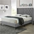 Better Home Products Amelia 62 x 86 Velvet Tufted Queen Platform Bed in Gray