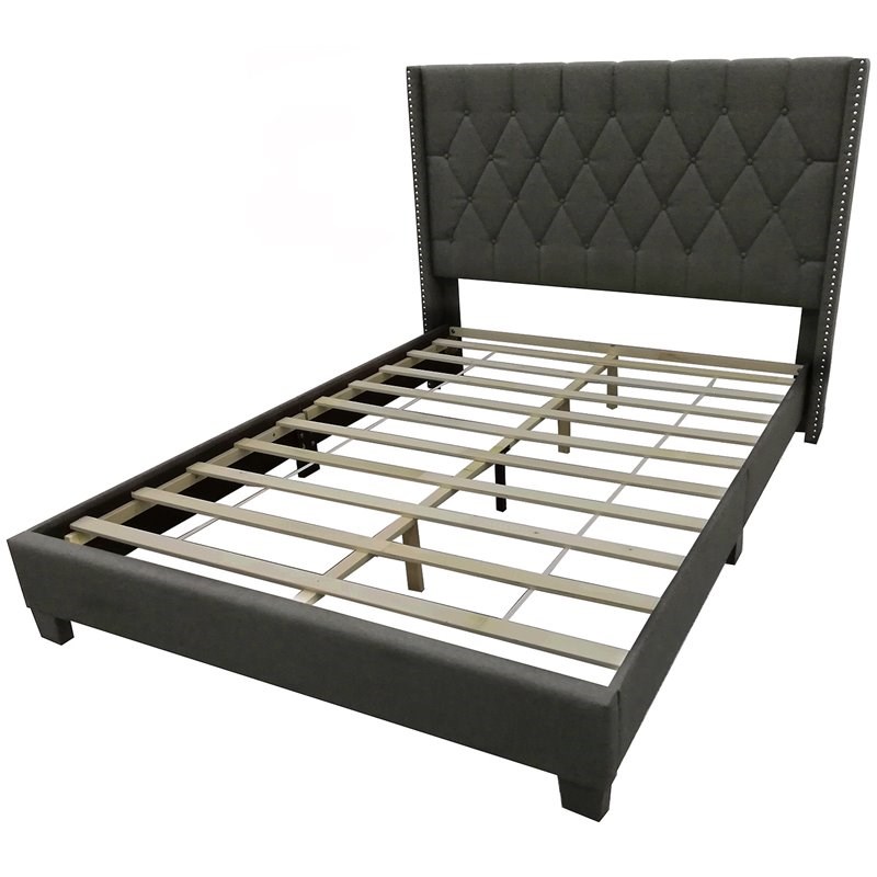 Better Home Products Amelia 62 x 86 Fabric Tufted Queen Platform Bed in Charcoal