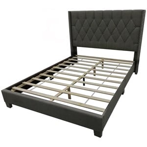 Better Home Products Amelia 62 x 86 Fabric Tufted Queen Platform Bed in Charcoal