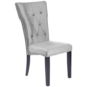 Better Home Products La Costa Velvet Tufted Dining Chair Set of 2 in Gray