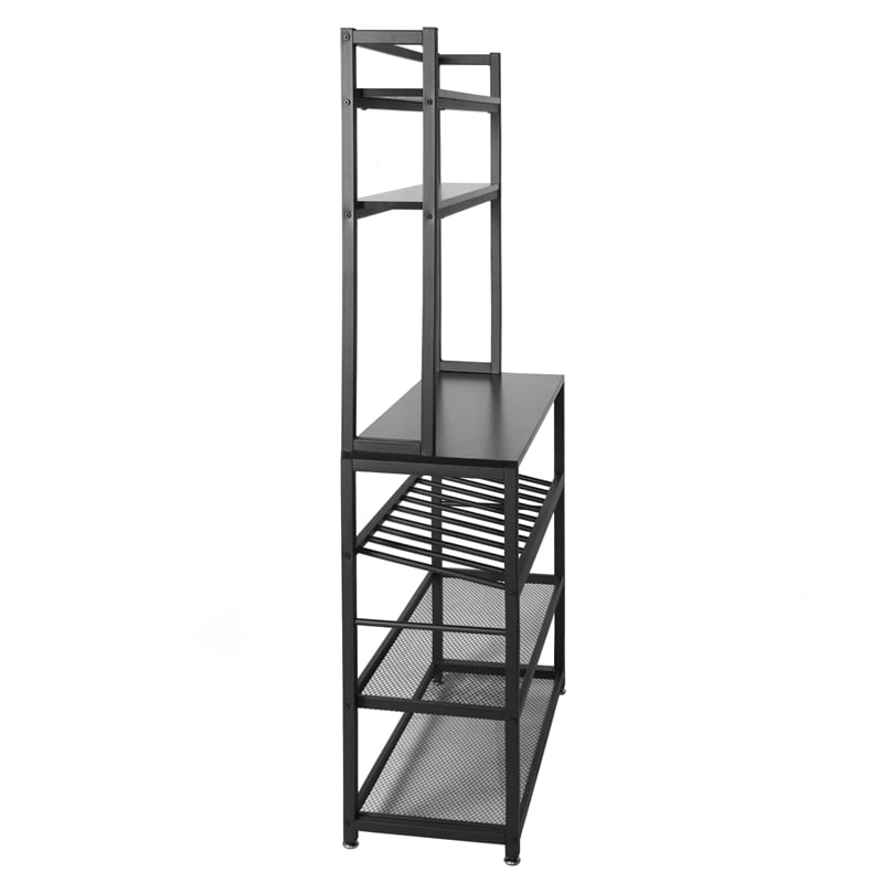 Better Home Products 6 Tier Metal Kitchen Baker's Rack with Wine Rack in  Black