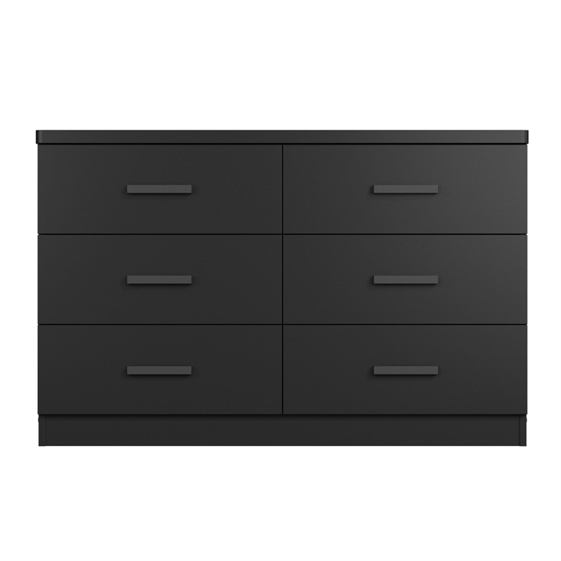 Better Home Products Megan Wooden 6 Drawer Double Dresser in Black
