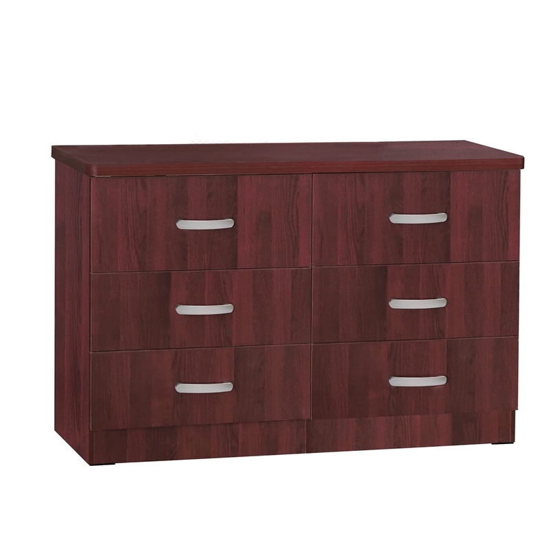 Better Home Products Megan Wooden 6 Drawer Double Dresser in Mahogany