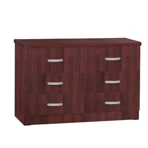 Better Home Products Megan Wooden 6 Drawer Double Dresser in Mahogany