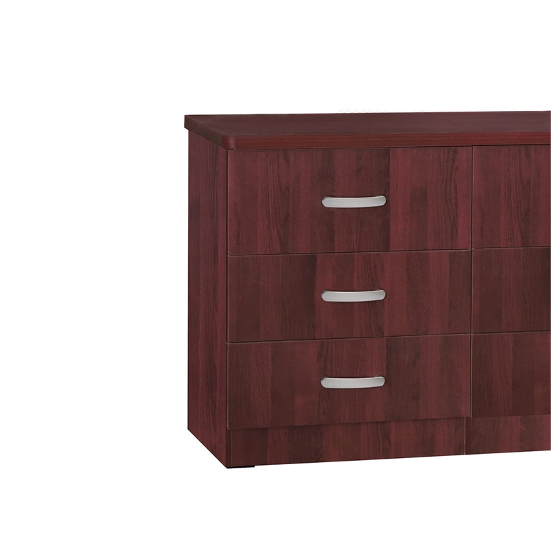 Better Home Products Megan Wooden 6 Drawer Double Dresser in Mahogany
