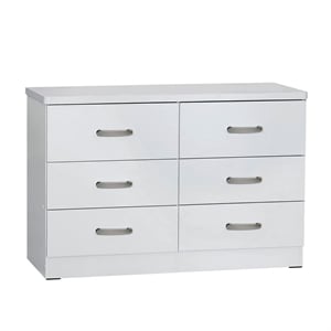 Better Home Products Megan Wooden 6 Drawer Double Dresser in White