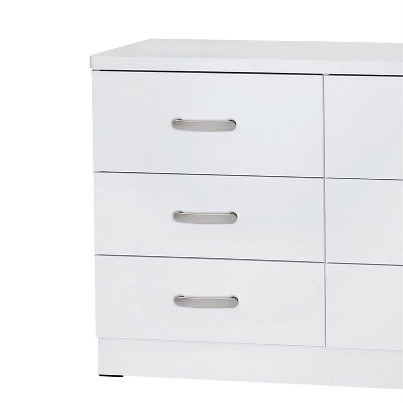 Better Home Products Megan Wooden 6 Drawer Double Dresser in White