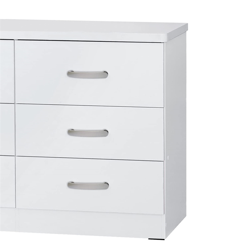 Better Home Products Megan Wooden 6 Drawer Double Dresser in White