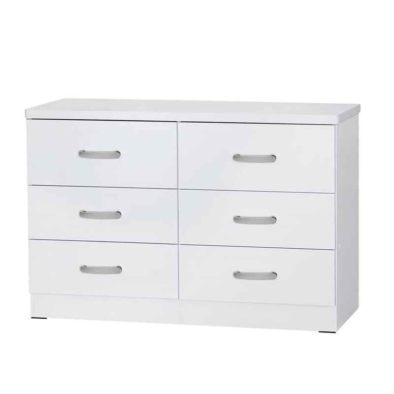 Better Home Products Megan Wooden 6 Drawer Double Dresser in White