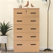 Better Home Products Olivia Wooden Tall 5 Drawer Chest Dresser in Beech (Maple)