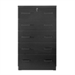 Better Home Products Olivia Wooden Tall 5 Drawer Chest Bedroom Dresser in Black