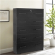 Better Home Products Olivia Wooden Tall 5 Drawer Chest Bedroom Dresser in Black