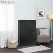 Better Home Products Olivia Wooden Tall 5 Drawer Chest Bedroom Dresser in Black