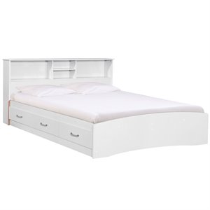 better home products california wooden queen captains bed in white