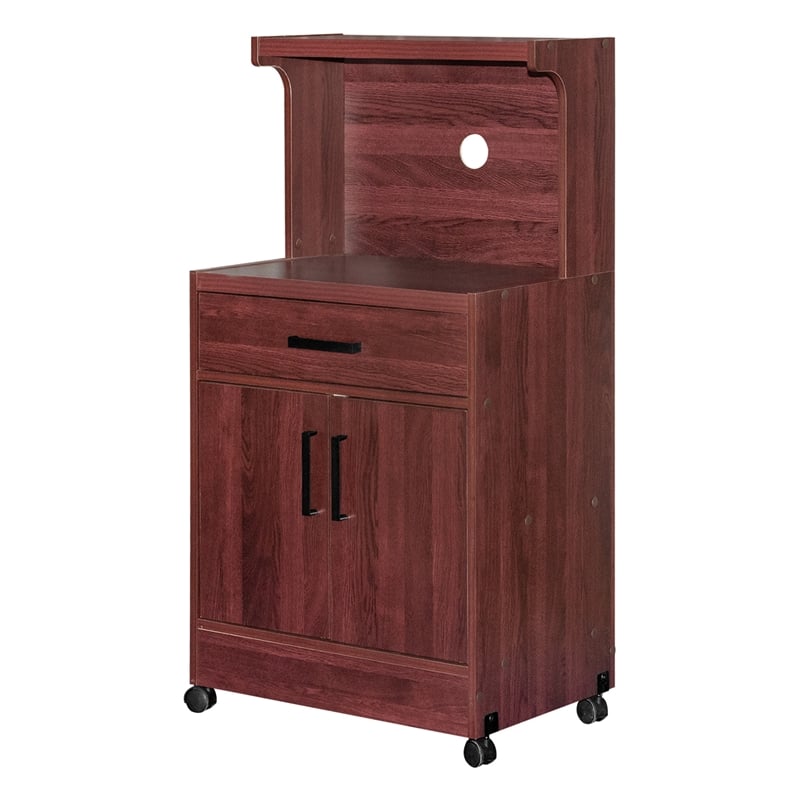 Better Home Products Shelby Kitchen Wooden Microwave Cart in Mahogany