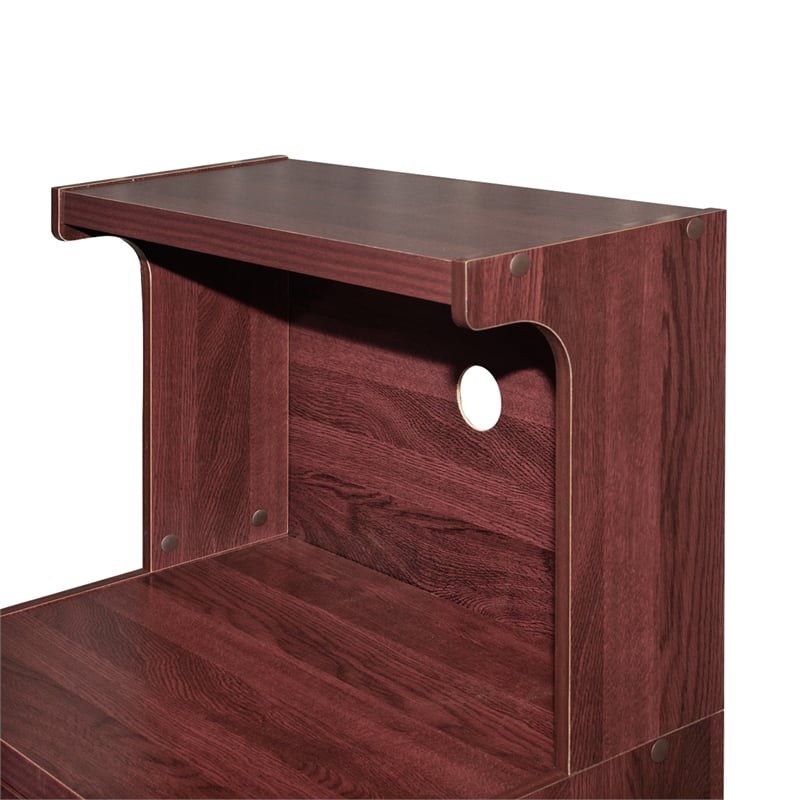 Better Home Products Shelby Kitchen Wooden Microwave Cart in Mahogany